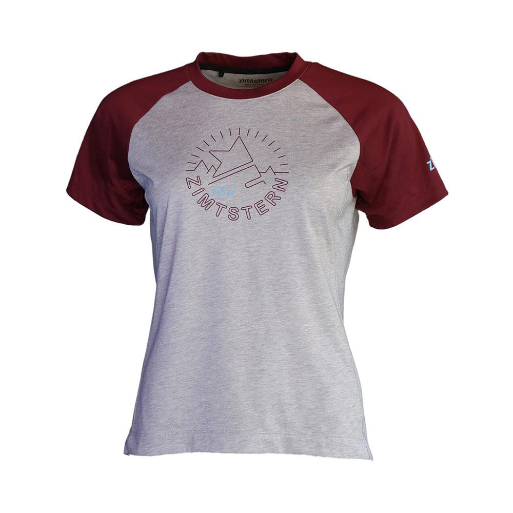 Zimtstern PureFlowz Shirt SS Wmns Glaceir Grey Melange / Windsor Wine-0