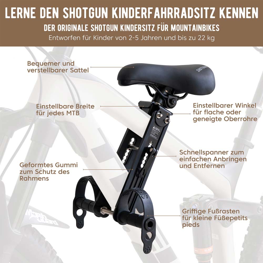 Shotgun MTB Front Kindersitz Kids Ride, black-1