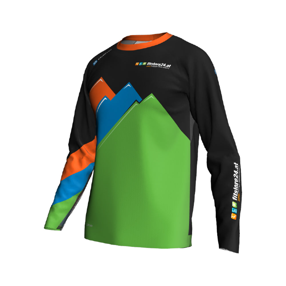 Fitstore24 MTB Jersey Long Sleeve black/green/orange-1