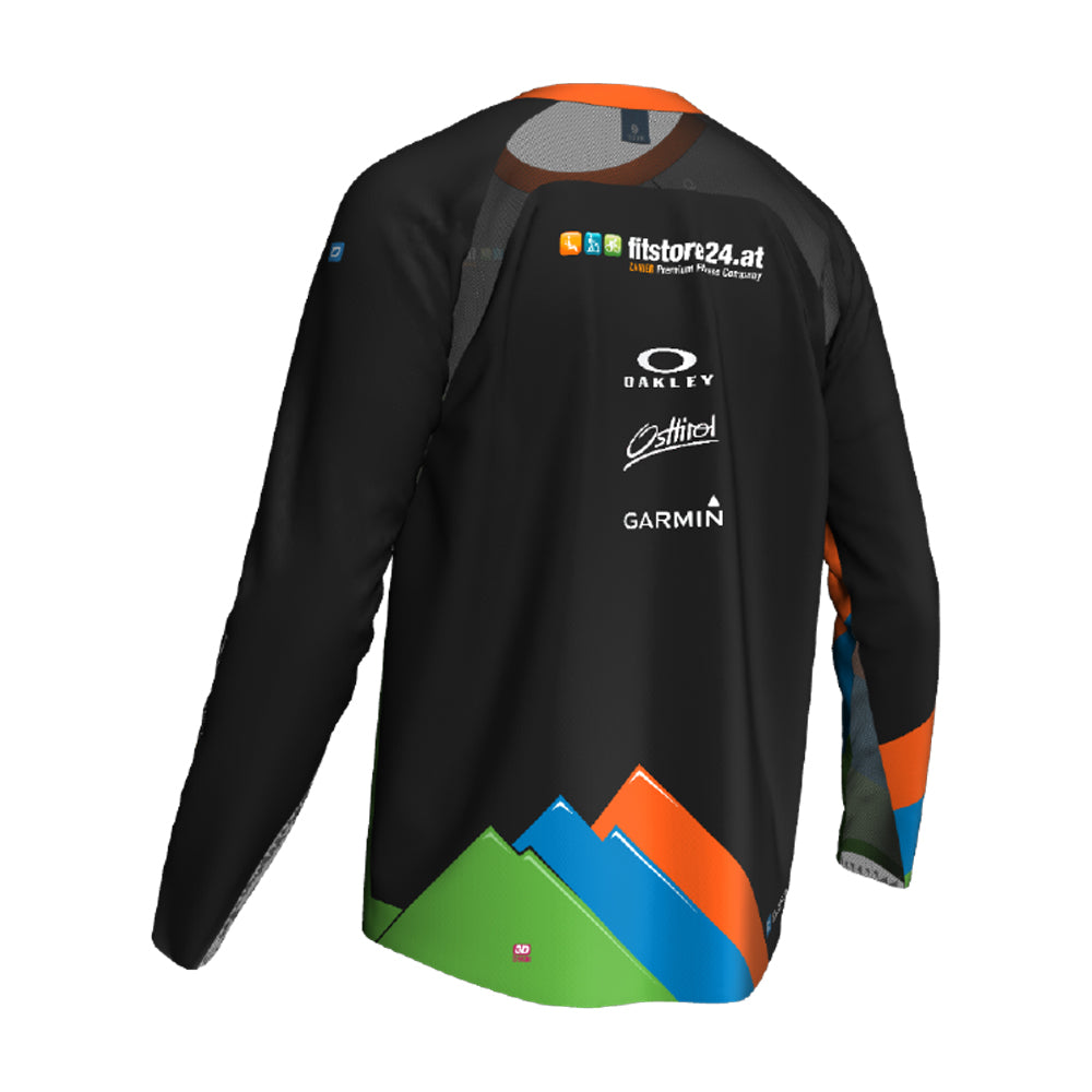 Fitstore24 MTB Jersey Long Sleeve black/green/orange-3