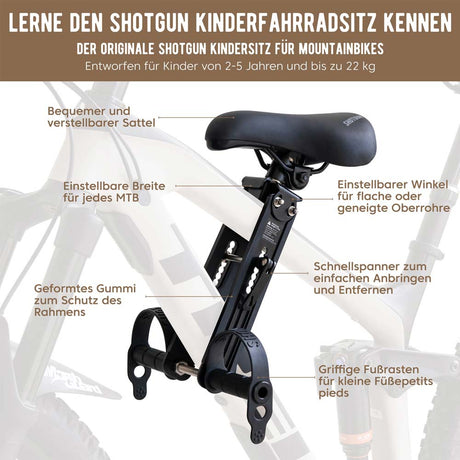 Shotgun MTB Front Kindersitz Kids Ride, black-1