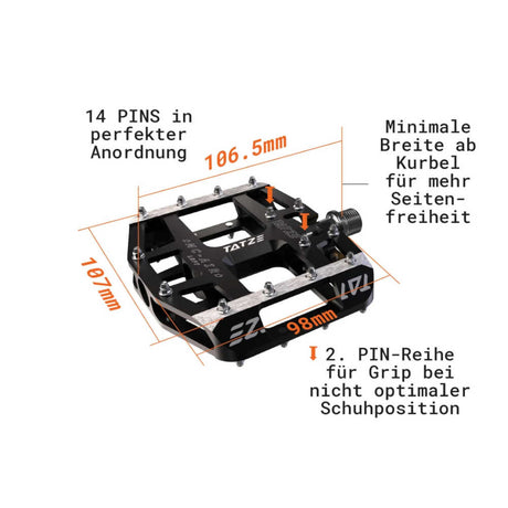 Tatze Pedal MC-AIR Flatpedal Chrom - Schwarz-2