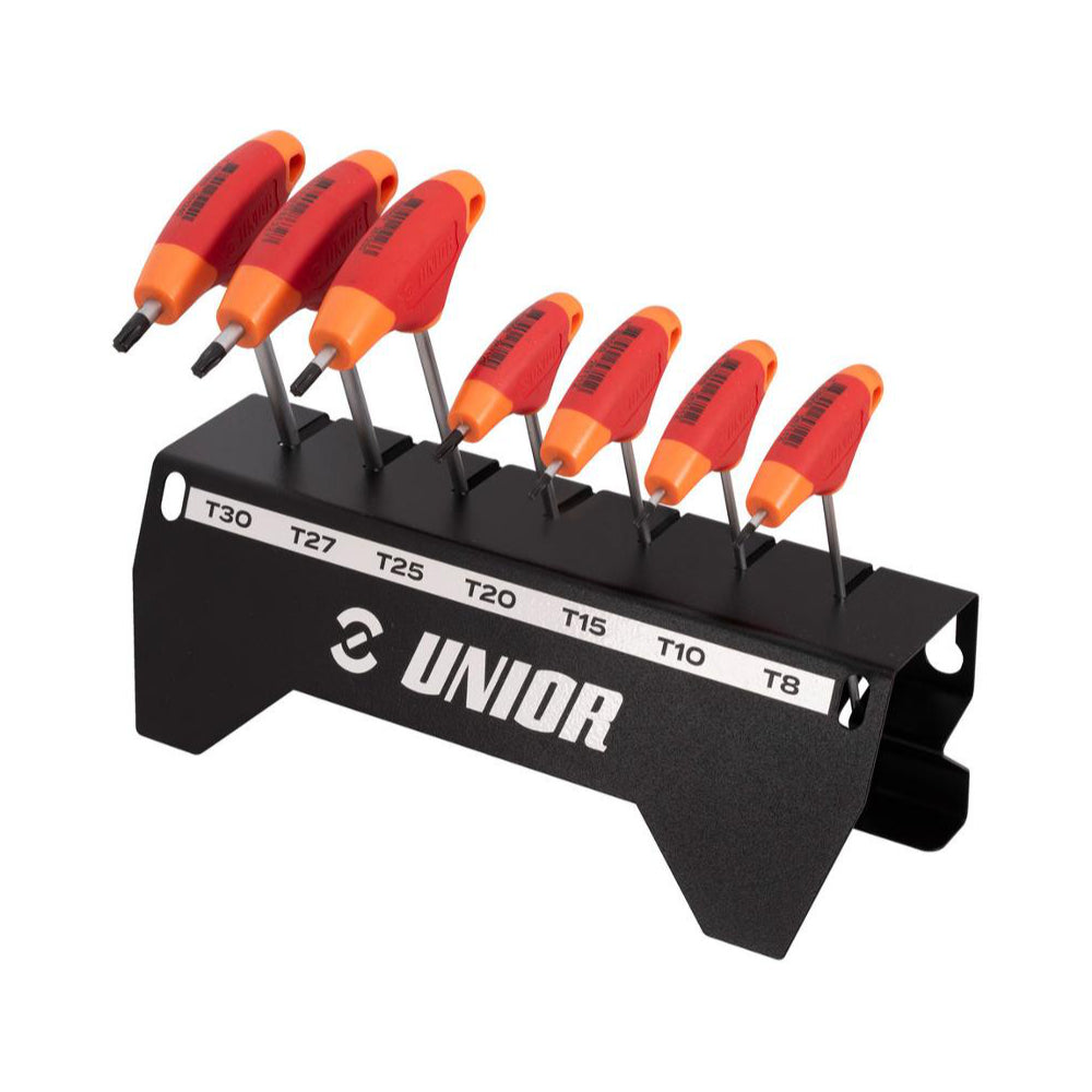Unior Torxschlüssel mit T-Griff Set inkl. Werkbankhalter TX8 - TX30 7-teilig-0